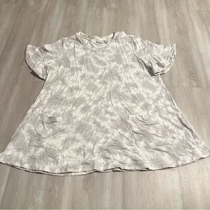Logo Lounge Gray White Tye Dye Flutter Sleeve Tunic Top Sz L